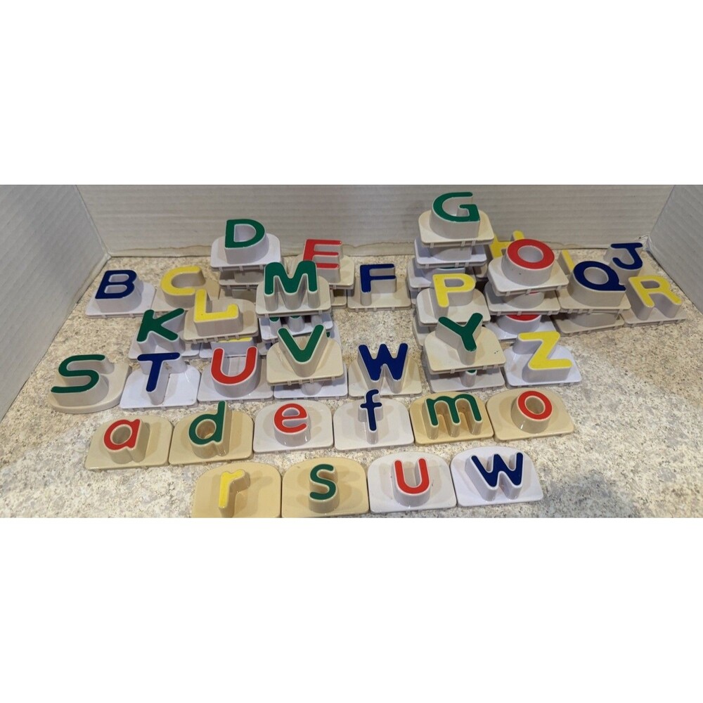 Vintage Chunky Plastic Alphabet Magnets Lot of 49 ABC Letters Fridge Fun